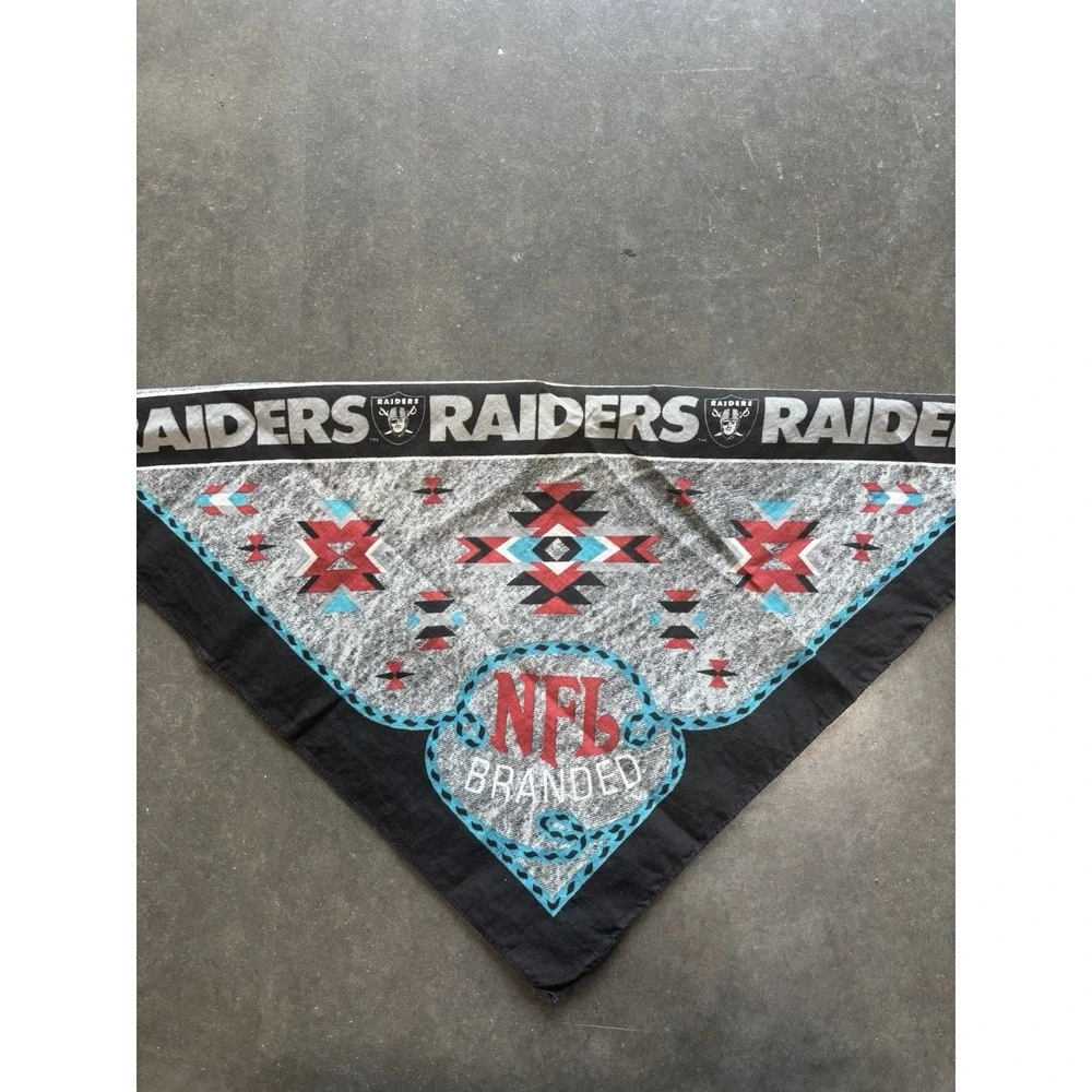 Vintage 90's Los Angeles LA Oakland Raiders NFL Aztec Bandana Handkerchief